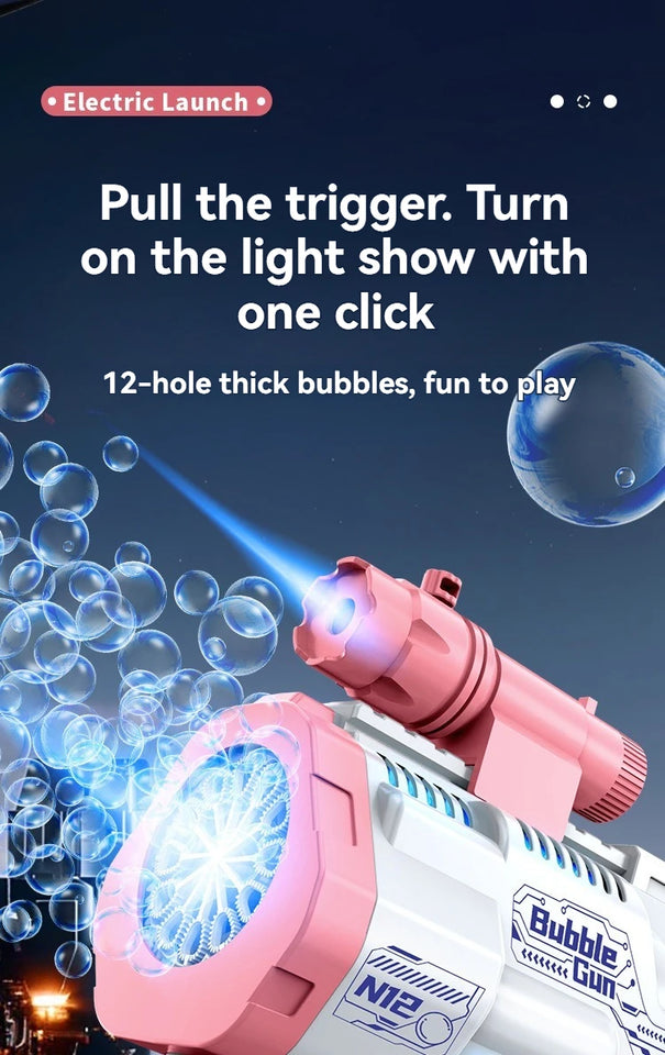 Pistola de burbujas automática de 12 orificios, máquina de burbujas