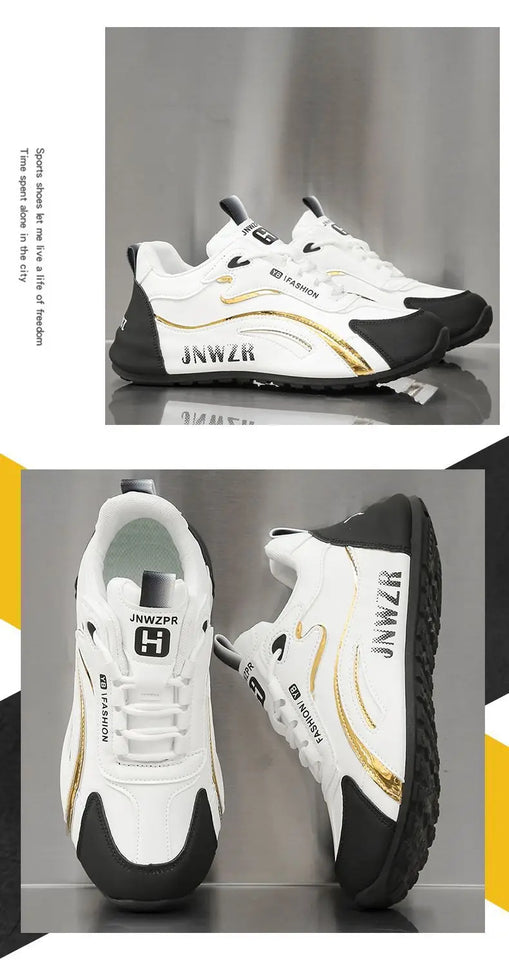 Zapatos informales con superficie de cuero para hombre, calzado deportivo