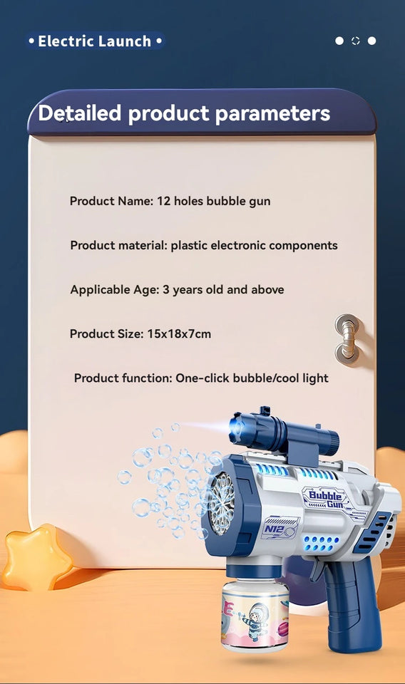 Pistola de burbujas automática de 12 orificios, máquina de burbujas