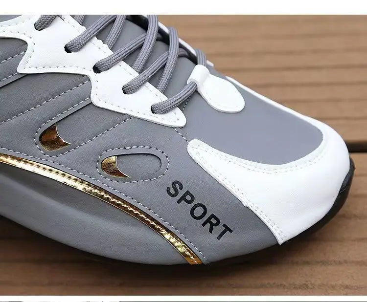 Zapatos deportivos ligeros con superficie de cuero para hombre,