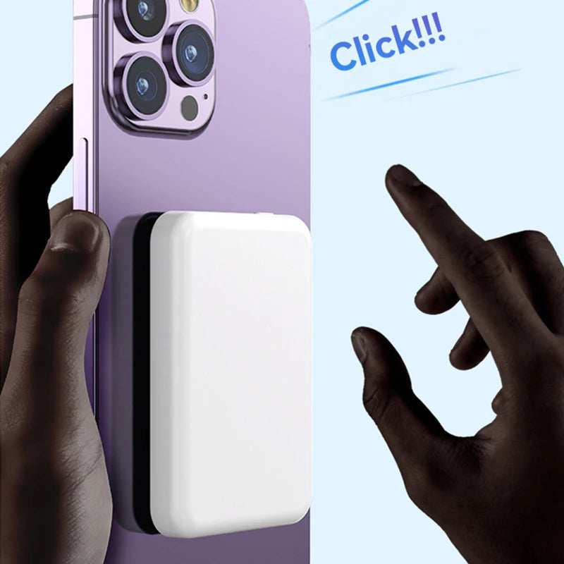 cargador rápido inalámbrico magnético para batería de respaldo de iPhone