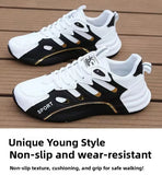 Zapatos deportivos ligeros con superficie de cuero para hombre,