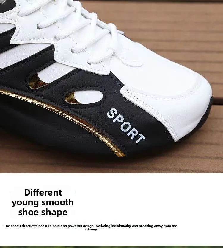 Zapatos deportivos ligeros con superficie de cuero para hombre,