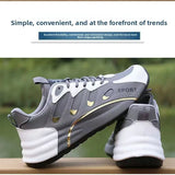 Zapatos deportivos ligeros con superficie de cuero para hombre,