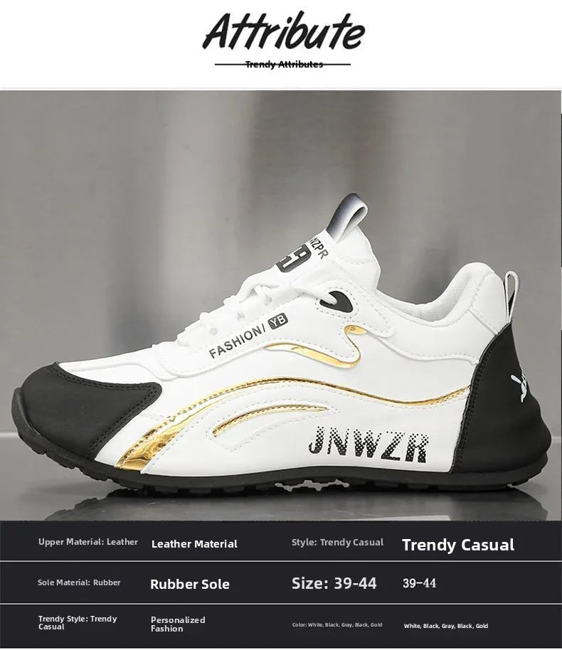 Zapatos informales con superficie de cuero para hombre, calzado deportivo