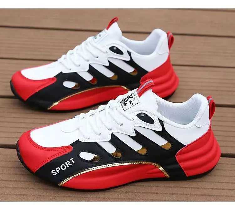 Zapatos deportivos ligeros con superficie de cuero para hombre,