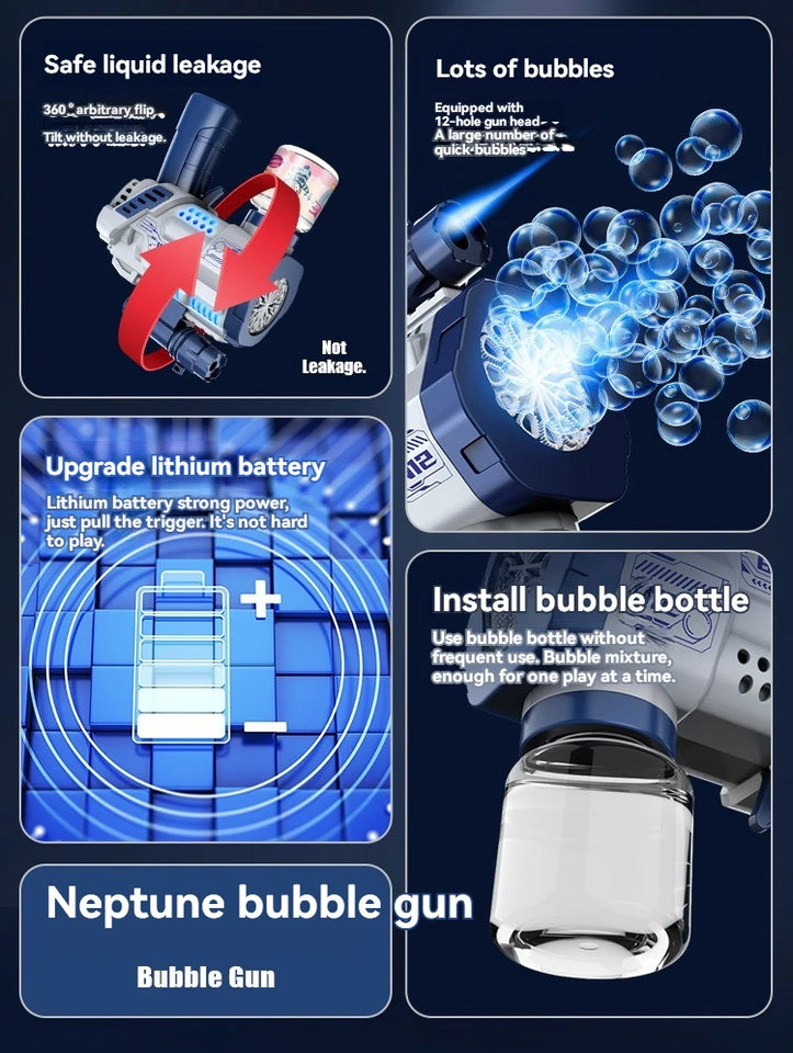 Pistola de burbujas automática de 12 orificios, máquina de burbujas