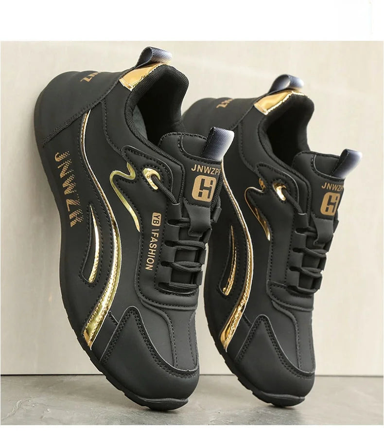 Zapatos informales con superficie de cuero para hombre, calzado deportivo