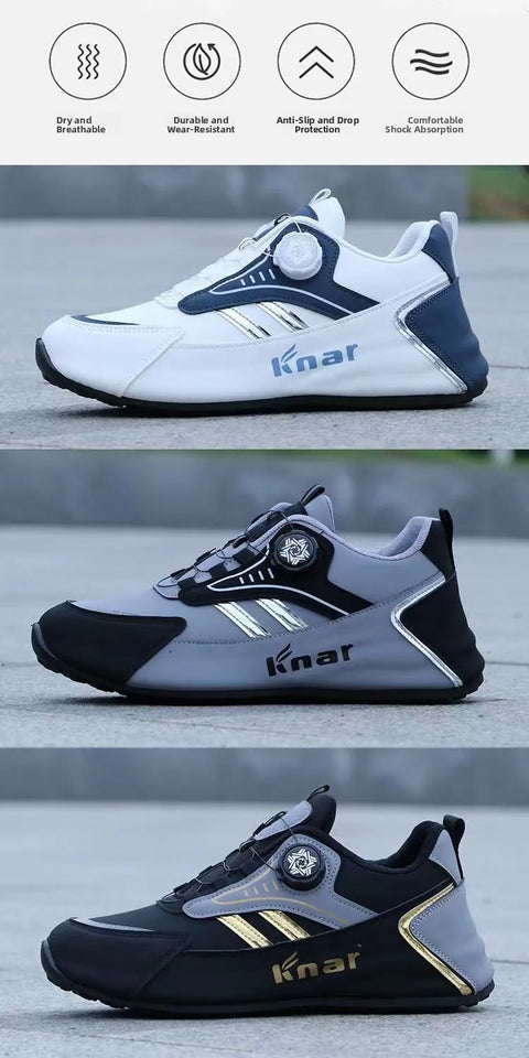 Zapatos deportivos ligeros con superficie de cuero para hombre,